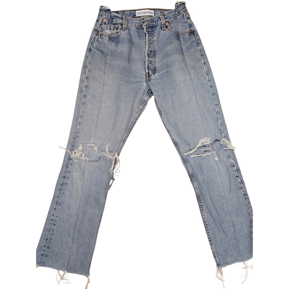 EB Denim OG Reworked Vintage Levis Distressed Straight Leg Jeans Light Size 27